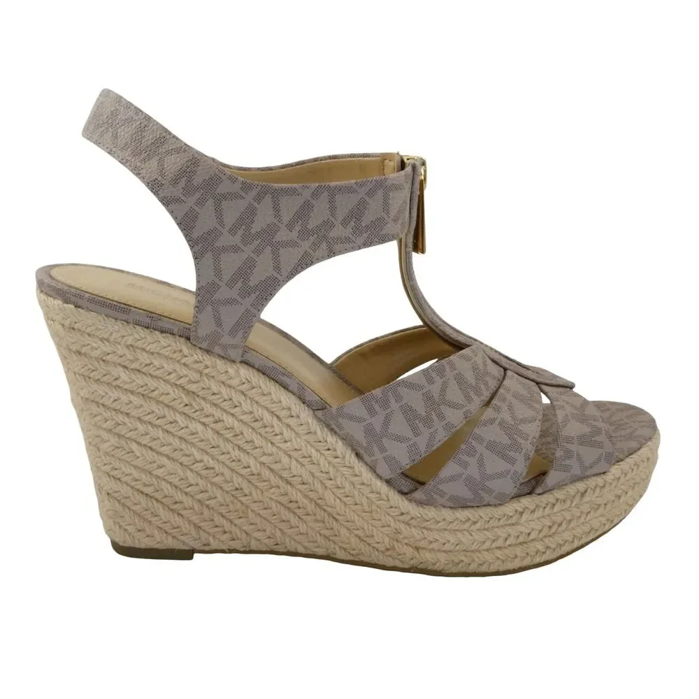 Michael Kors Women's US Size 10 M Vanilla White Wedge Sandals Signature Damita